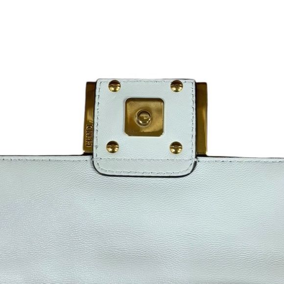 Fendi Baguette Mini Shoulder Bag Leather 8bs017 White Ladies Fendi Preowned - Picture 9 of 9